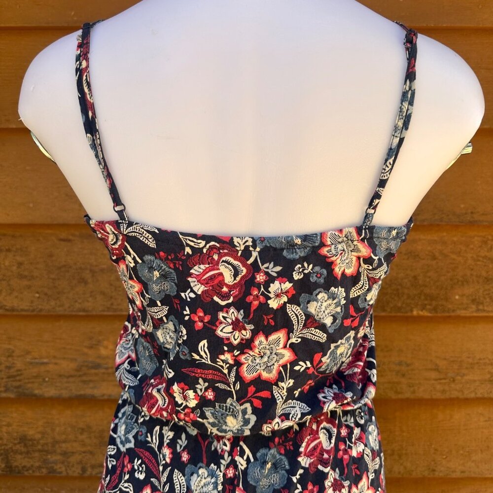 Aeropostale Womens Navy Blue Floral Romper With Adjustable Straps & Elastic Wais - Picture 7 of 8